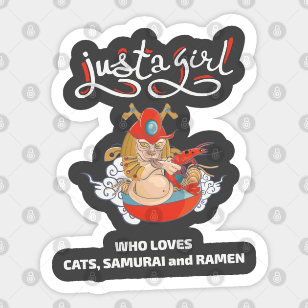 Just a girl who loves cats, samurai and ramen Sticker by tatadonets